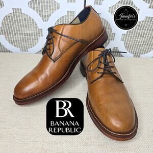 Banana Republic Men's Hinto Cognac Italian Leather Oxford Dress Shoes Size 9M